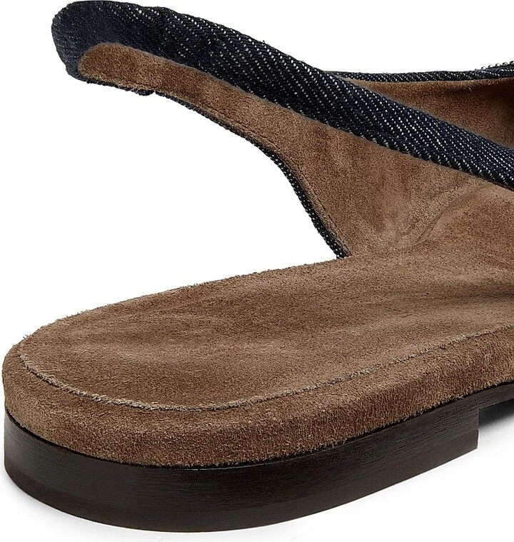 Women's No Fade Monili-Trimmed Denim Slingback Flats - Denim - Size 6 - Image 5