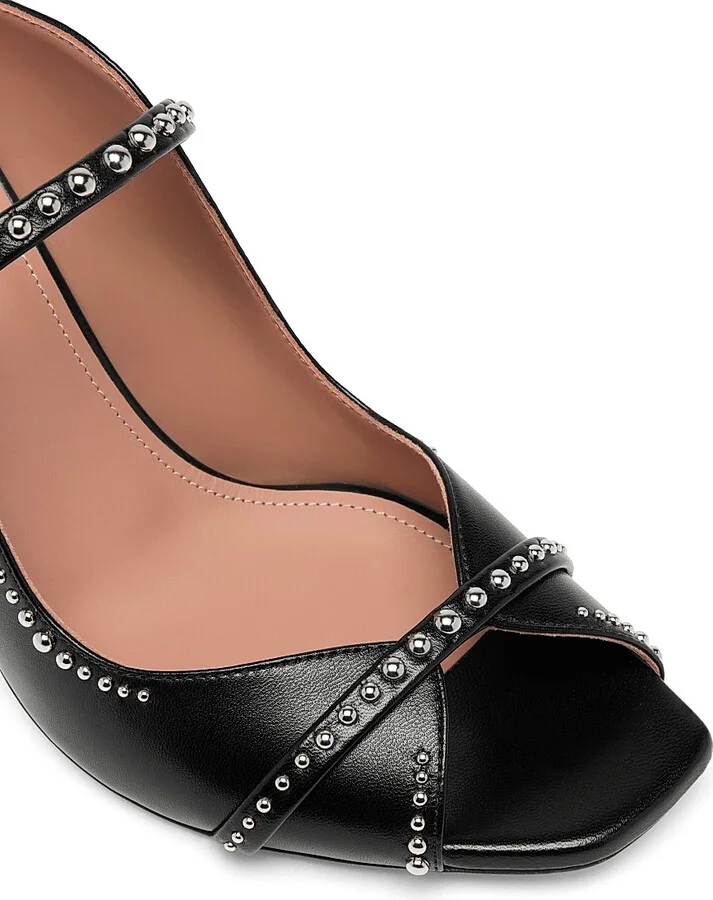 Women's Noah 70MM Studded Leather Sandals - Black - Size 10 - Image 4