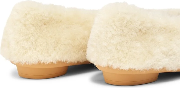 Women's Noella Shearling & Leather Flats - Mascarpone Light Camel - Size 9.5 - Image 3