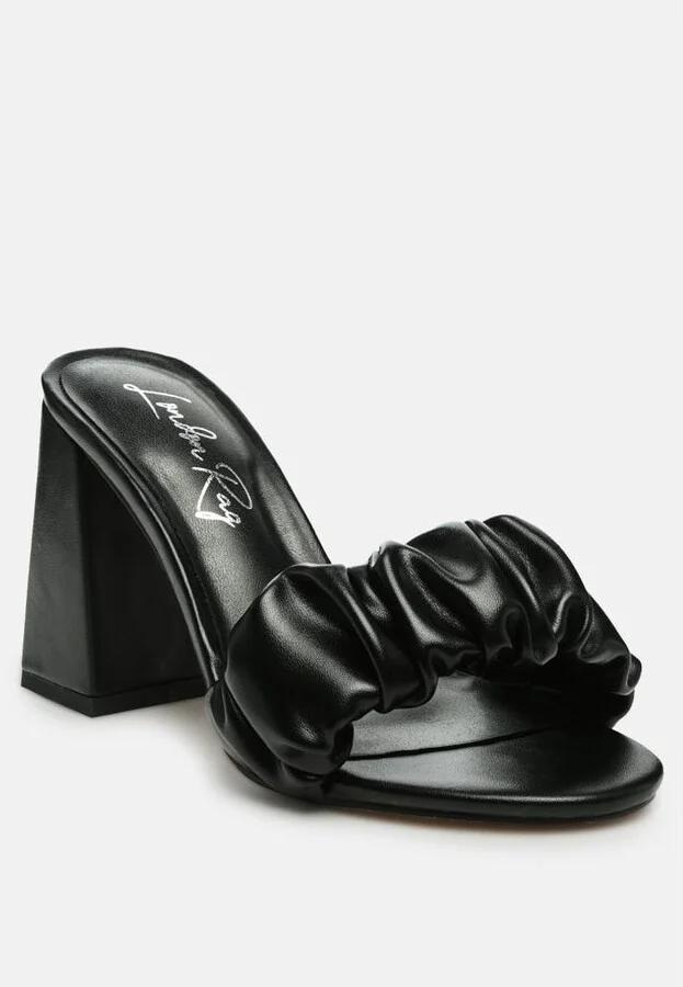 Womens Noie Ruched Strap Block Heel Sandals - Image 3