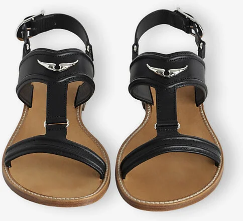 Womens Noir Caprese Leather Flat Sandals Eur 38/5 Uk Women - Image 2