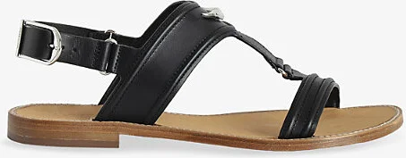 Womens Noir Caprese Leather Flat Sandals Eur 38/5 Uk Women