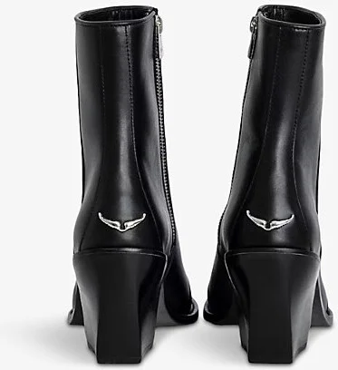 Womens Noir Cara Pointed-Toe Leather Ankle Boots Eur 41 / 7 Uk Men - Image 2