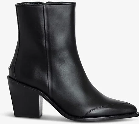Womens Noir Cara Pointed-Toe Leather Ankle Boots Eur 41 / 7 Uk Men