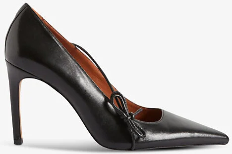 Womens Noir / Gris Bow Asymmetric-Strap Lamb-Leather Court Heels Eur 41 / 8 Uk Women