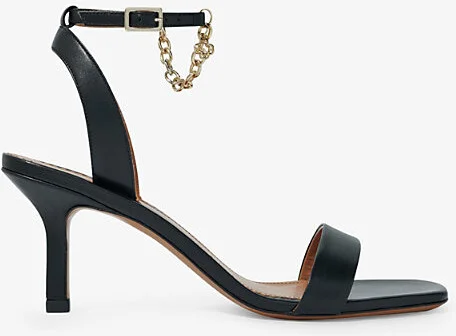 Womens Noir / Gris Chain-Strap Leather Heeled Sandals Eur 41 / 8 Uk Women