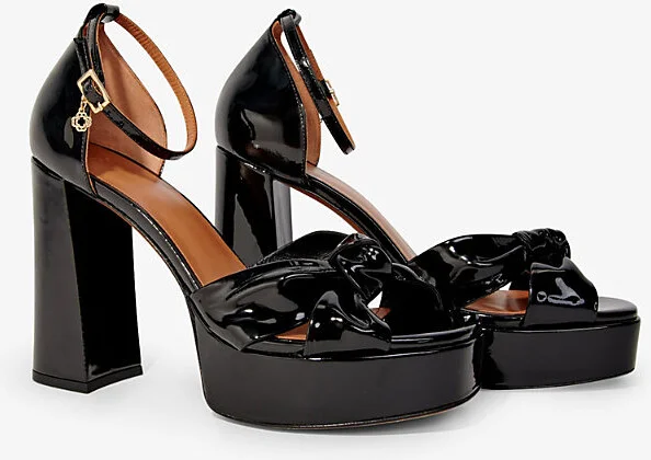 Womens Noir / Gris Charm-Embellished Platform-Heel Patent-Leather Sandals Eur 41 / 8 Uk Women - Image 2