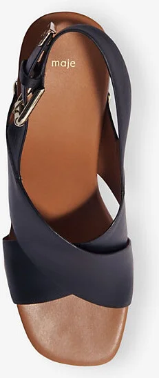 Womens Noir / Gris Cross-Strap Stud-Embellished Leather Platform Heeled Sandals Eur 37 / 4 Uk Women - Image 2