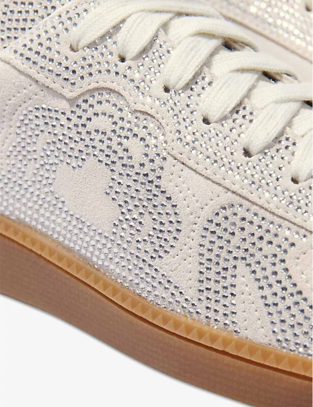 Womens Noir / Gris Crystal-Embellished Suede Low-Top Trainers Eur 36 / 3 Uk Women - Image 2