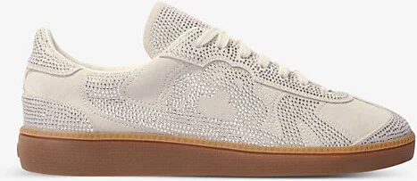 Womens Noir / Gris Crystal-Embellished Suede Low-Top Trainers Eur 36 / 3 Uk Women