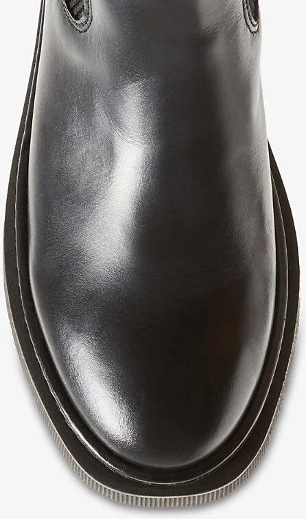 Womens Noir / Gris Elasticated-Side Mid-Height Leather Chelsea Boots Eur 36 / 3 Uk Women - Image 2