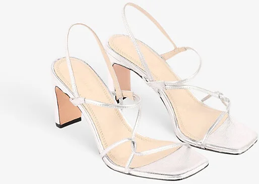 Womens Noir / Gris Faye Metallic Leather Heeled Sandals Eur 39 / 6 Uk Women - Image 2