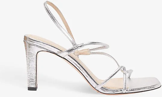 Womens Noir / Gris Faye Metallic Leather Heeled Sandals Eur 39 / 6 Uk Women