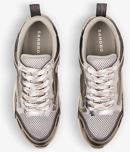 Womens Noir / Gris Flame Leather and Mesh Low-Top Trainers Eur 35 / 2 Uk Women - Image 2
