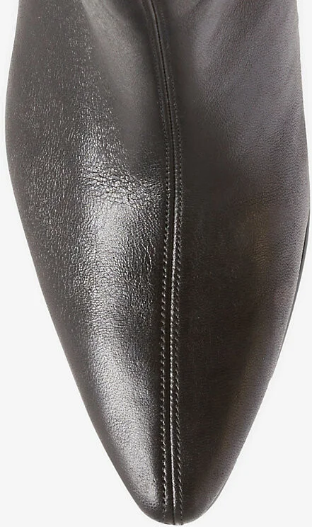 Womens Noir / Gris Pointed-Toe Leather Knee-High Boots Eur 38/5 Uk Women - Image 2