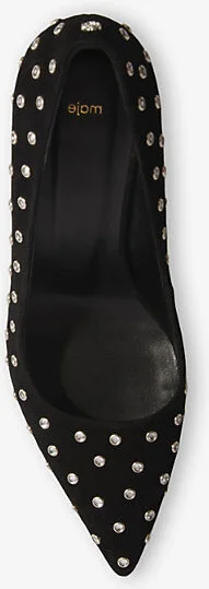 Womens Noir / Gris Rhinestone-Embellished Heeled Leather Pumps Eur 37 / 4 Uk Women - Image 2