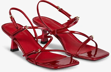Womens Noir / Gris Strappy Square-Toe Leather Heeled Sandals Eur 37 / 4 Uk Women - Image 3