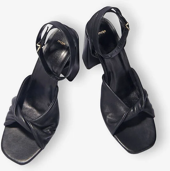 Womens Noir / Gris Twisted-Strap Leather Heeled Sandals Eur 36 / 3 Uk Women - Image 2