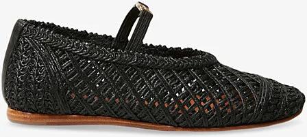 Womens Noir / Gris Woven Leather Ballet Flats Eur 41 / 8 Uk Women