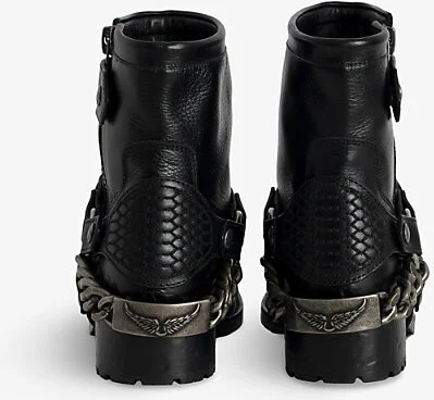 Womens Noir Igata Chain-Embellished Leather Ankle Boots Eur 36 / 3 Uk Women - Image 2