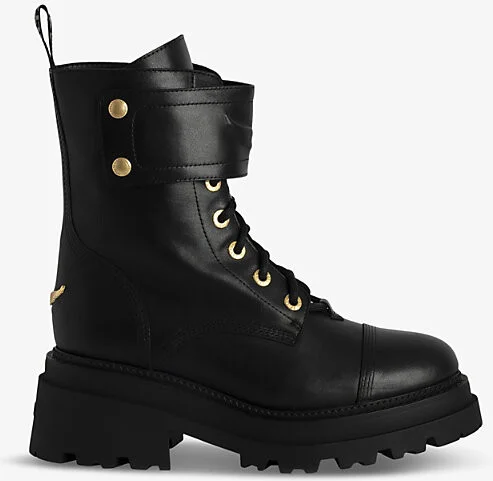 Womens Noir Joe Chunky-Sole Leather Ankle Boots Eur 41 / 7 Uk Men