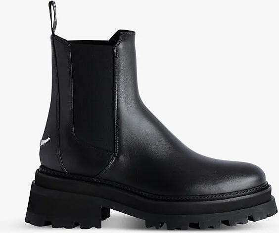 Womens Noir Ride Logo-Plaque Leather Chelsea Boots Eur 36 / 3 Uk Women