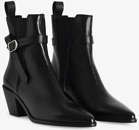 Womens Noir Tyler Buckled Leather Heeled Ankle Boots Eur 39 / 6 Uk Women - Image 2