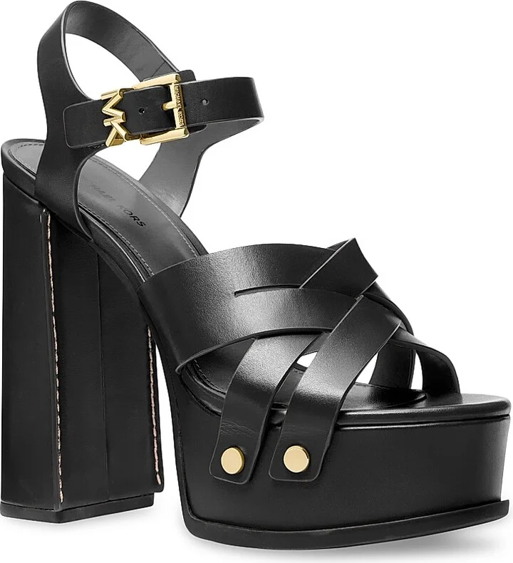 Women's Nora 125MM Leather Platform Sandals - Black - Size 8 - Image 2