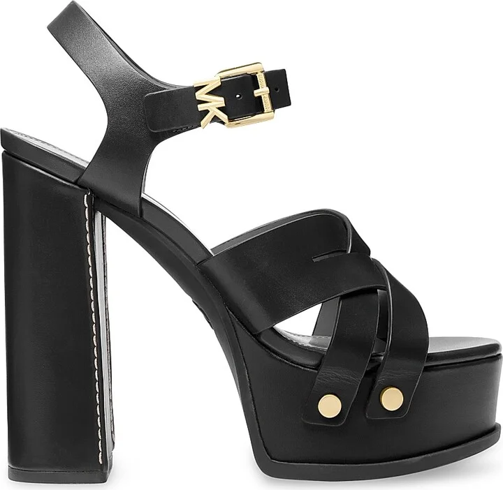 Women's Nora 125MM Leather Platform Sandals - Black - Size 8