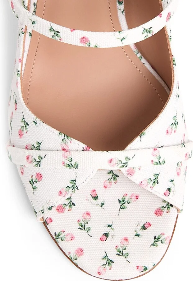 Women's Norah 70MM Floral-Print Block Heel Sandals - White - Size 11 - Image 4