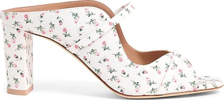 Women's Norah 70MM Floral-Print Block Heel Sandals - White - Size 11
