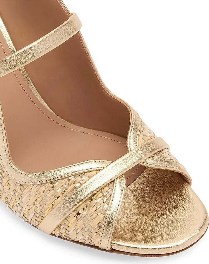Women's Norah 70MM Metallic Raffia Sandals - Antique Gold - Size 11.5 - Image 4