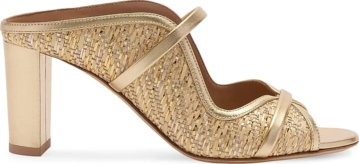 Women's Norah 70MM Metallic Raffia Sandals - Antique Gold - Size 11.5