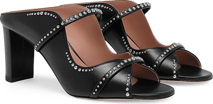 Women's Norah 70MM Studded Leather Block Heel Sandals - Black - Size 11 - Image 2