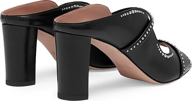 Women's Norah 70MM Studded Leather Block Heel Sandals - Black - Size 11 - Image 3