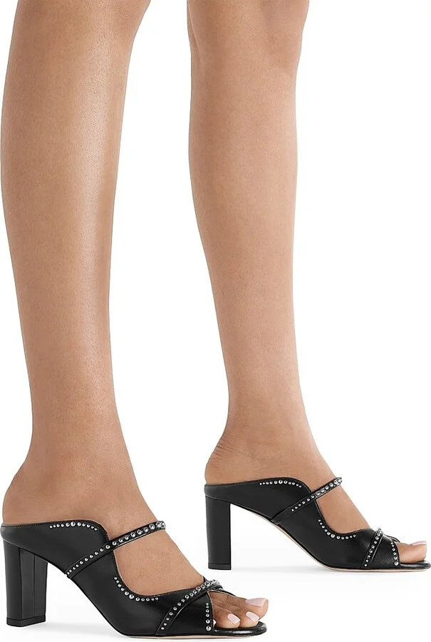 Women's Norah 70MM Studded Leather Block Heel Sandals - Black - Size 11 - Image 5