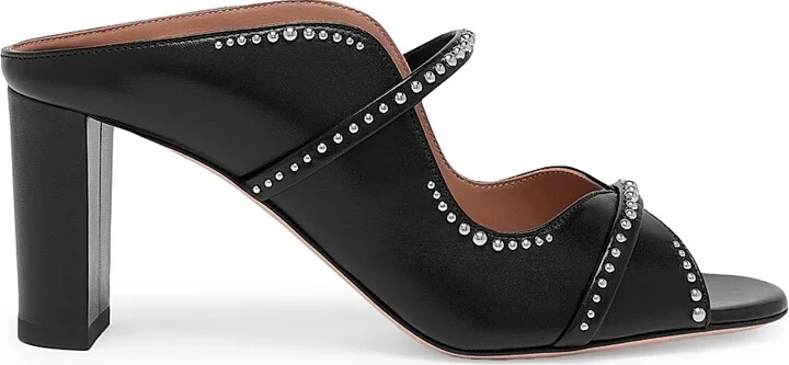 Women's Norah 70MM Studded Leather Block Heel Sandals - Black - Size 11