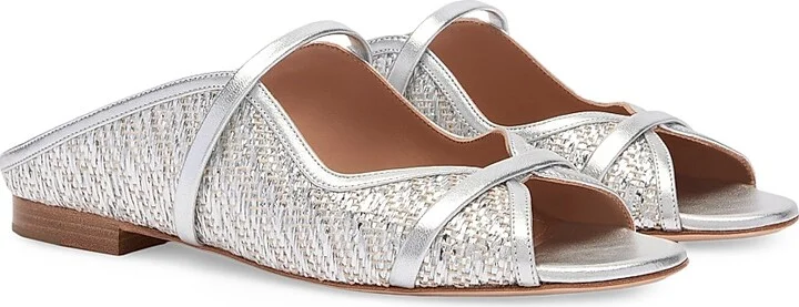 Women's Norah Metallic Raffia Flat Sandals - Silver - Size 10 - Image 2
