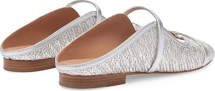 Women's Norah Metallic Raffia Flat Sandals - Silver - Size 10 - Image 3