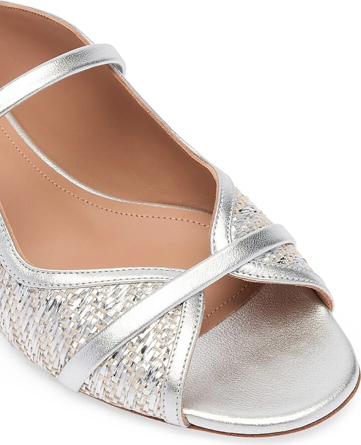 Women's Norah Metallic Raffia Flat Sandals - Silver - Size 10 - Image 4