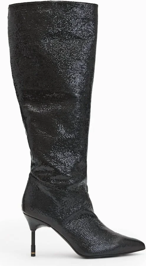 Women's Nori Shimmer Knee High Leather Boots In Black