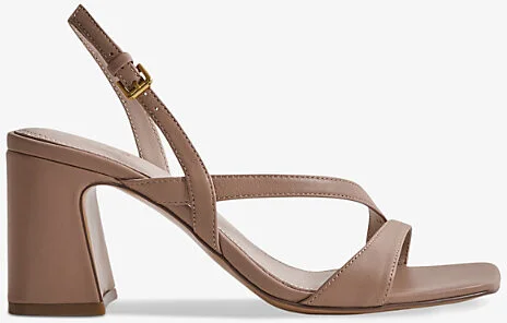 Womens Nude Alice Block-Heel Leather Sandals Eur 40 / 7 Uk Women
