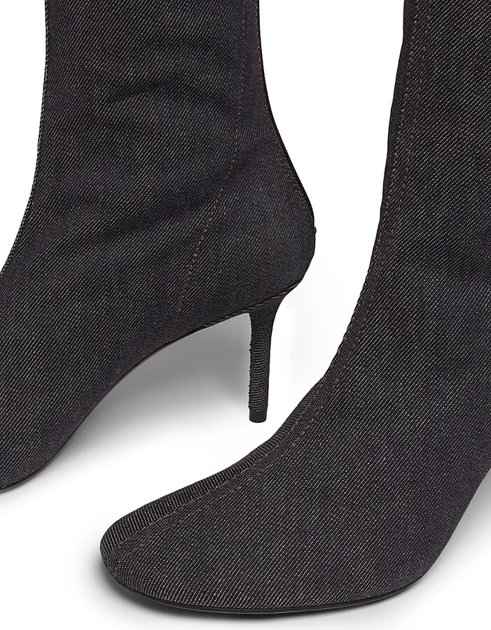 Women's Nude Denim 75MM Stiletto Boots - Dark Heather Grey - Size 6 - Image 6