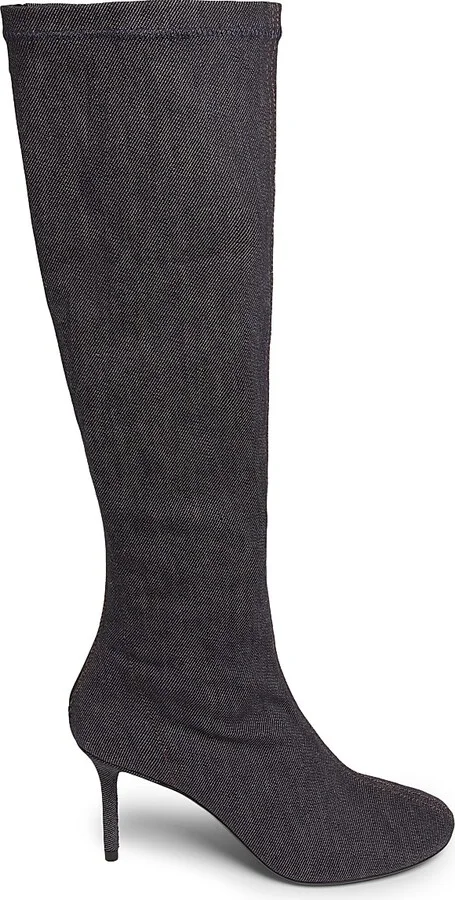 Women's Nude Denim 75MM Stiletto Boots - Dark Heather Grey - Size 6
