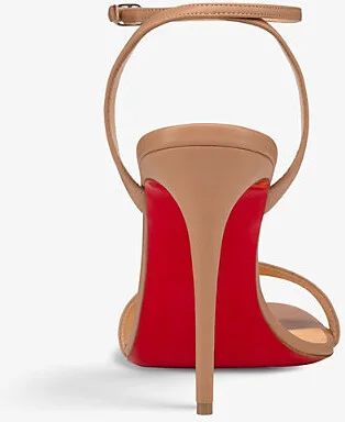 Womens Nude Loubigirl 100 Leather Heeled Sandals Eur 37.5 / 4.5 Uk Women - Image 2