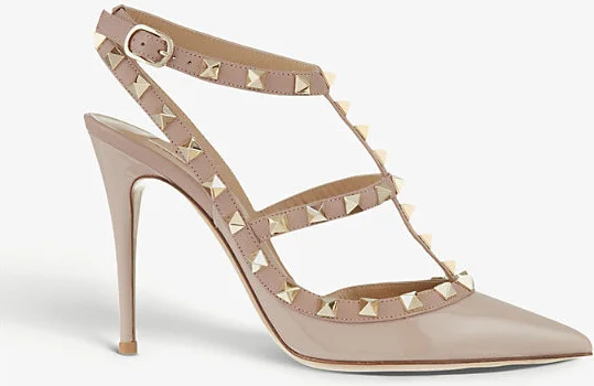 Womens Nude So Noir Rockstud Patent-Leather Heeled Sandals Eur 40.5 / 7.5 Uk Women