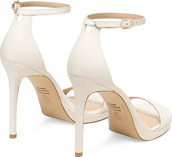 Women's Nudist 100MM Leather Sandals - Cream - Size 10 - Image 3
