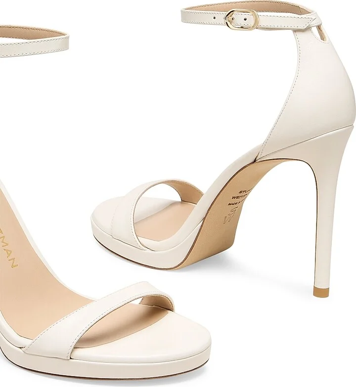 Women's Nudist 100MM Leather Sandals - Cream - Size 10 - Image 4