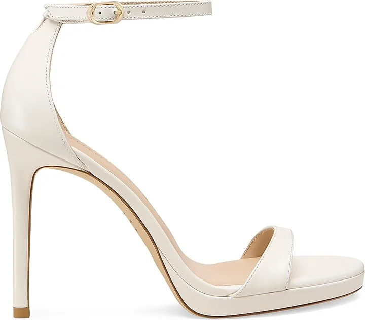 Women's Nudist 100MM Leather Sandals - Cream - Size 10