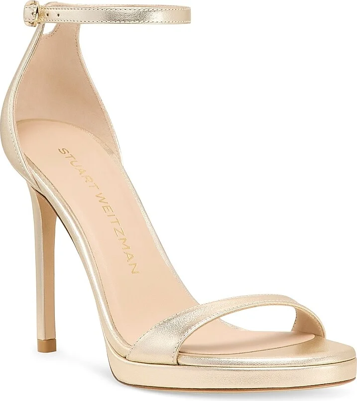 Women's Nudist 100MM Metallic Leather Platform Sandals - Light Gold - Size 10 - Image 2